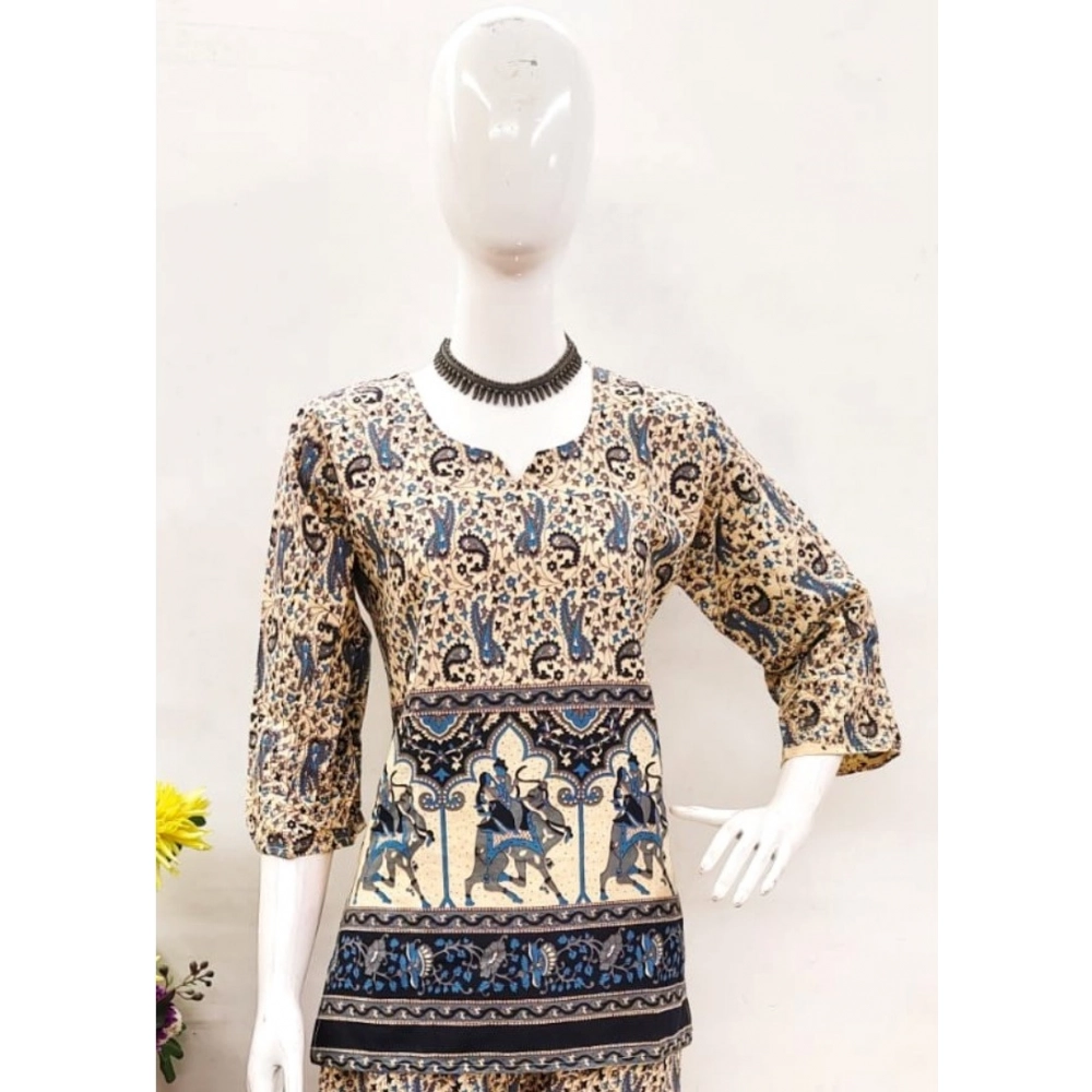 Generic Women's Cotton Jaipuri Printed 3-4th Sleeve Co ord Set (Multicolor) Generic Women's Cotton Jaipuri Printed 3-4th Sleeve Co ord Set (Multicolor)