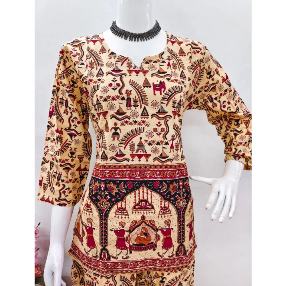 Generic Women's Cotton Jaipuri Printed 3-4th Sleeve Co ord Set (Multicolor) Generic Women's Cotton Jaipuri Printed 3-4th Sleeve Co ord Set (Multicolor)