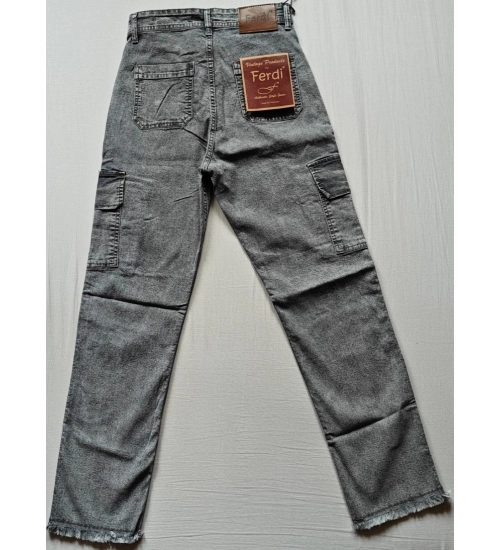 Generic Women's Cotton Blended Solid Cargo Straight Fit (Grey)