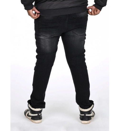 Generic Men's Cotton Blended Solid Plus Size Jeans (Black)