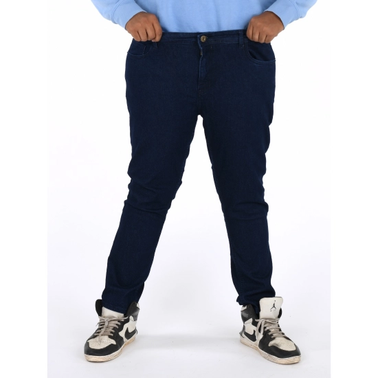 Generic Men's Cotton Blended Solid Plus Size Jeans (Dark Blue)