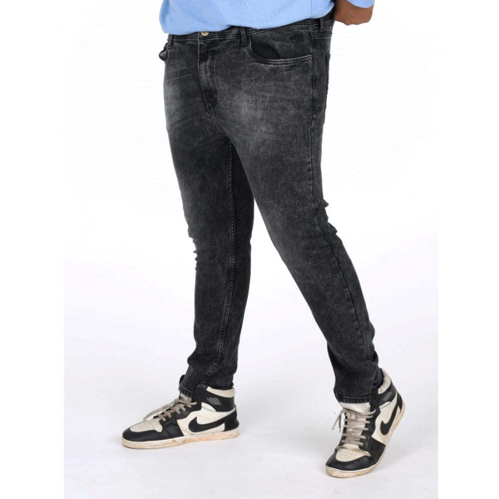 Generic Men's Cotton Blended Solid Plus Size Jeans (Grey) Generic Men's Cotton Blended Solid Plus Size Jeans (Grey)