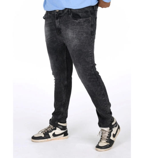 Generic Men's Cotton Blended Solid Plus Size Jeans (Grey)