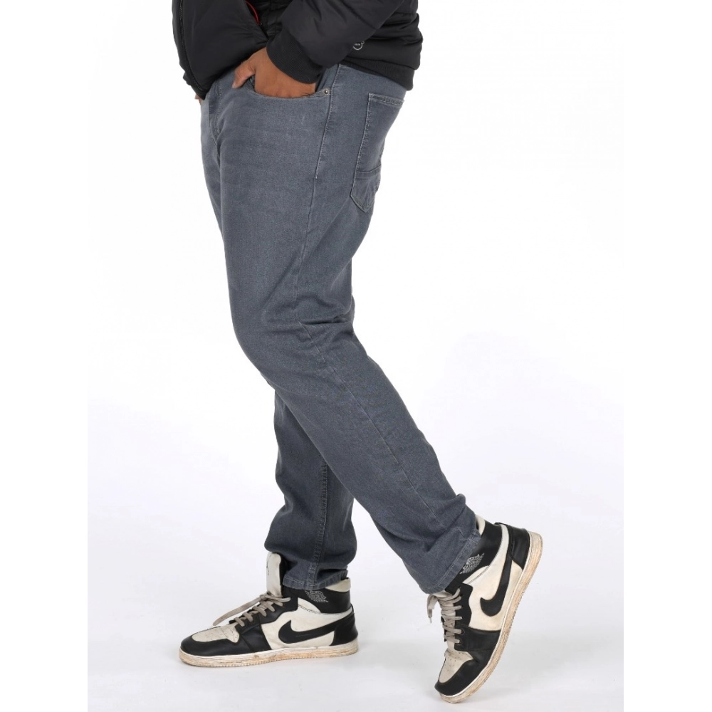 Generic Men's Cotton Blended Solid Plus Size Jeans (Grey) Generic Men's Cotton Blended Solid Plus Size Jeans (Grey)
