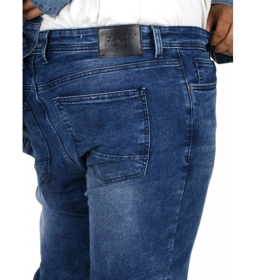 Generic Men's Cotton Blended Solid Plus Size Jeans (Blue)