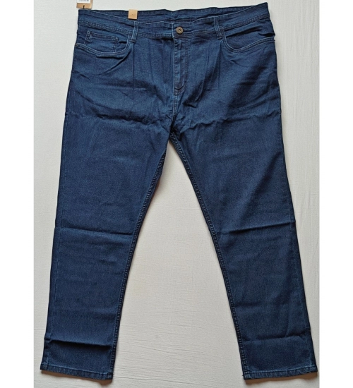 Generic Men's Cotton Blended Solid Plus Size Jeans (Dark Blue)