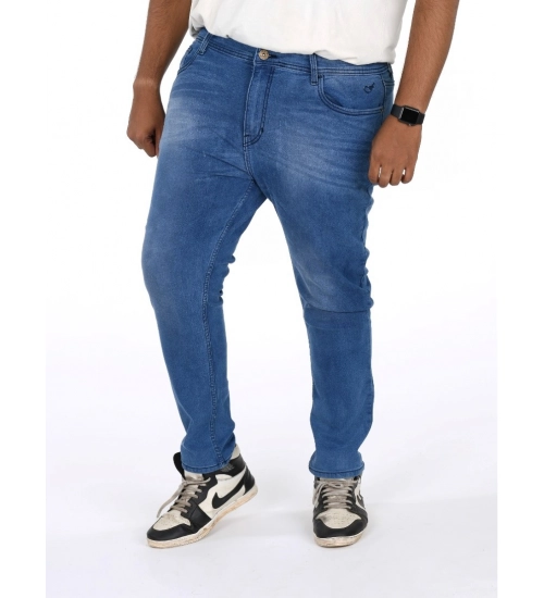 Generic Men's Cotton Blended Solid Plus Size Jeans (Blue)