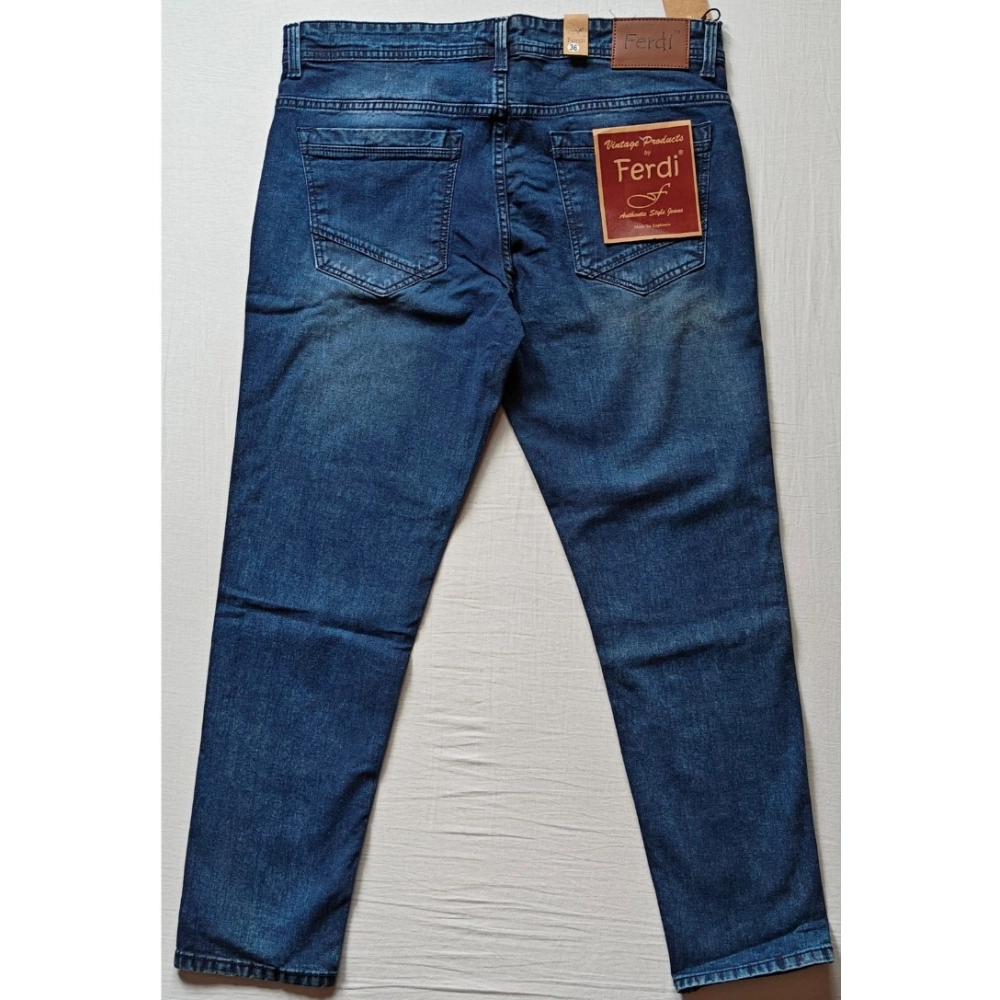 Generic Men's Cotton Blended Solid Tapered Jeans (Blue) Generic Men's Cotton Blended Solid Tapered Jeans (Blue)