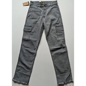 Generic Women's Cotton Blended Solid Cargo Straight Fit (Grey)