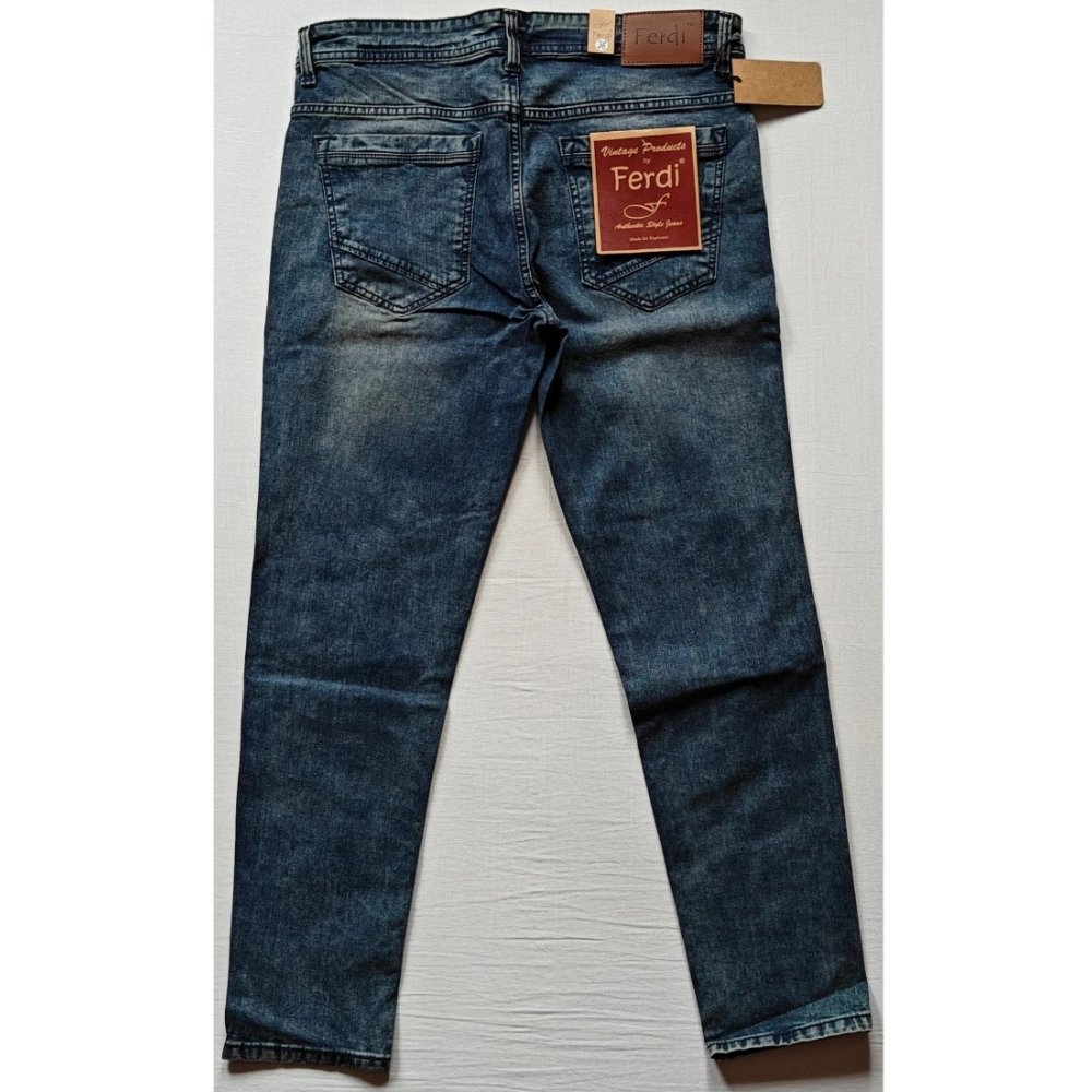 Generic Men's Cotton Blended Solid Tapered Jeans (Blue) Generic Men's Cotton Blended Solid Tapered Jeans (Blue)