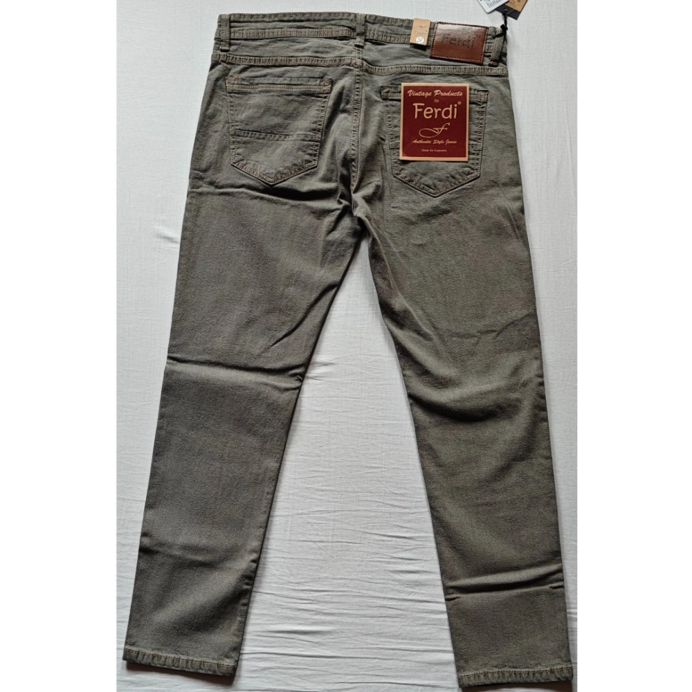 Generic Men's Cotton Blended Solid Tapered Jeans (Khaki) Generic Men's Cotton Blended Solid Tapered Jeans (Khaki)