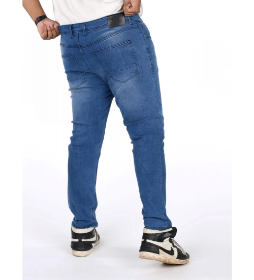 Generic Men's Cotton Blended Solid Plus Size Jeans (Blue)