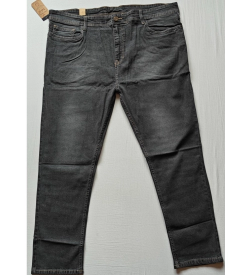 Generic Men's Cotton Blended Solid Plus Size Jeans (Dark Grey)