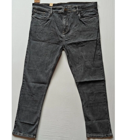 Generic Men's Cotton Blended Solid Plus Size Jeans (Dark Grey)