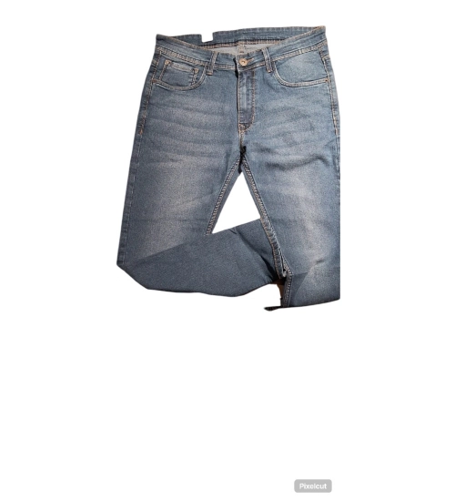 Generic Men's Cotton Blended Solid Tapered Jeans (Blue)
