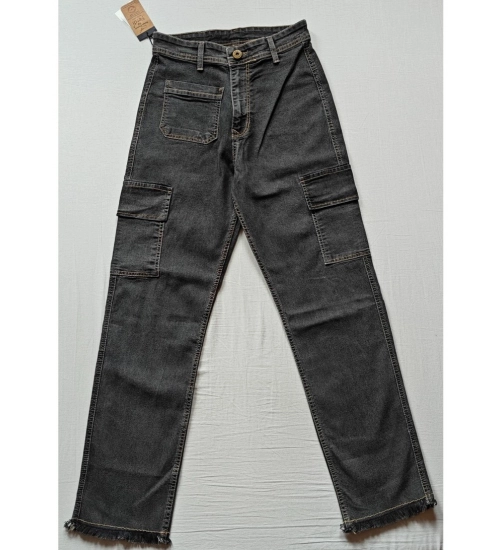 Generic Women's Cotton Blended Solid Cargo Straight Fit (Grey)