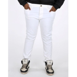Generic Men's Cotton Blended Solid Plus Size Jeans (White)