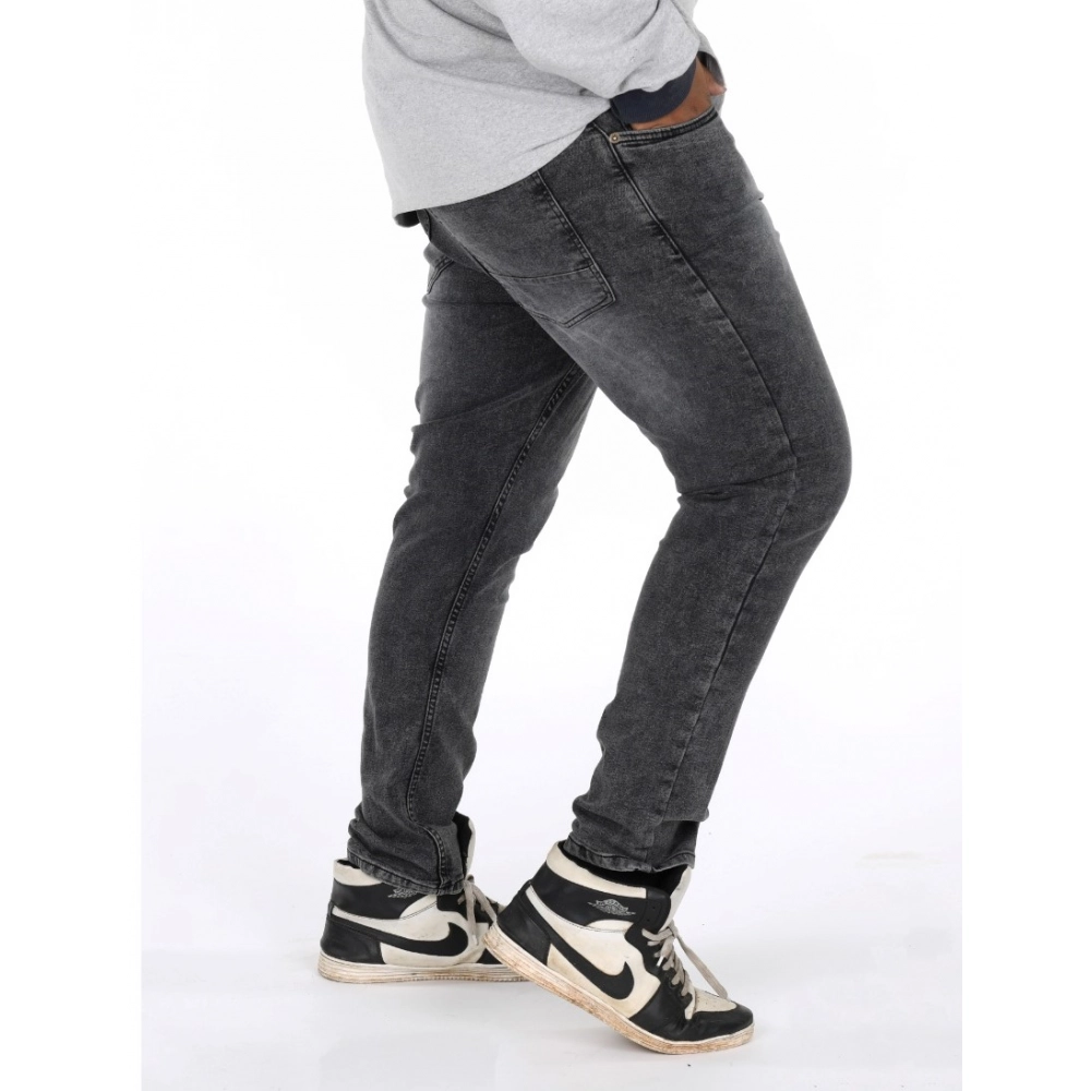 Generic Men's Cotton Blended Solid Plus Size Jeans (Grey) Generic Men's Cotton Blended Solid Plus Size Jeans (Grey)
