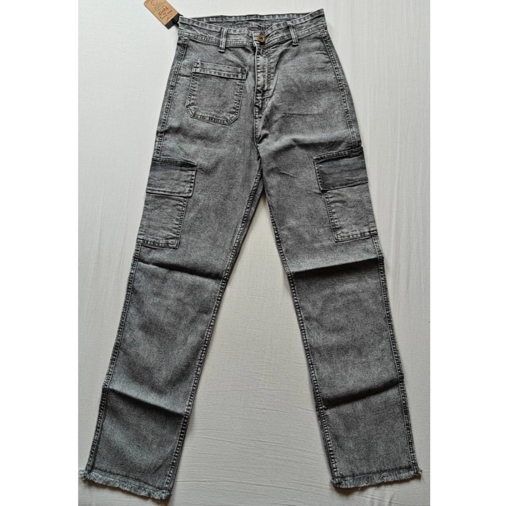 Generic Women's Cotton Blended Solid Cargo Straight Fit (Grey) Generic Women's Cotton Blended Solid Cargo Straight Fit (Grey)