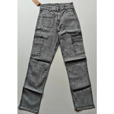 Generic Women's Cotton Blended Solid Cargo Straight Fit (Grey)