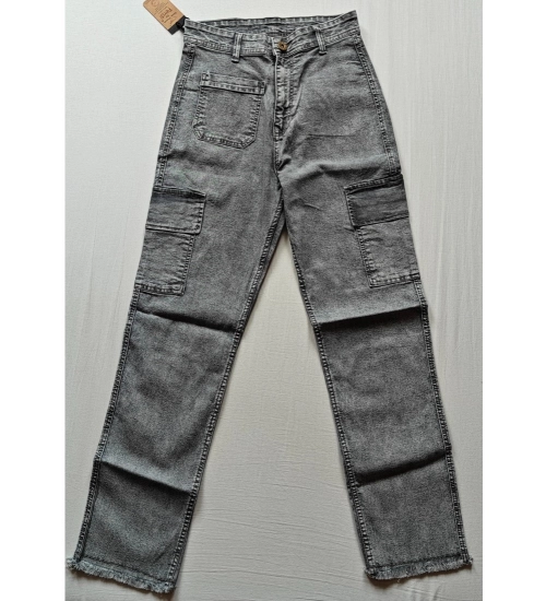 Generic Women's Cotton Blended Solid Cargo Straight Fit (Grey)