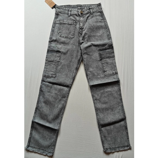 Generic Women's Cotton Blended Solid Cargo Straight Fit (Grey)