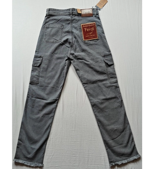 Generic Women's Cotton Blended Solid Cargo Straight Fit (Grey)
