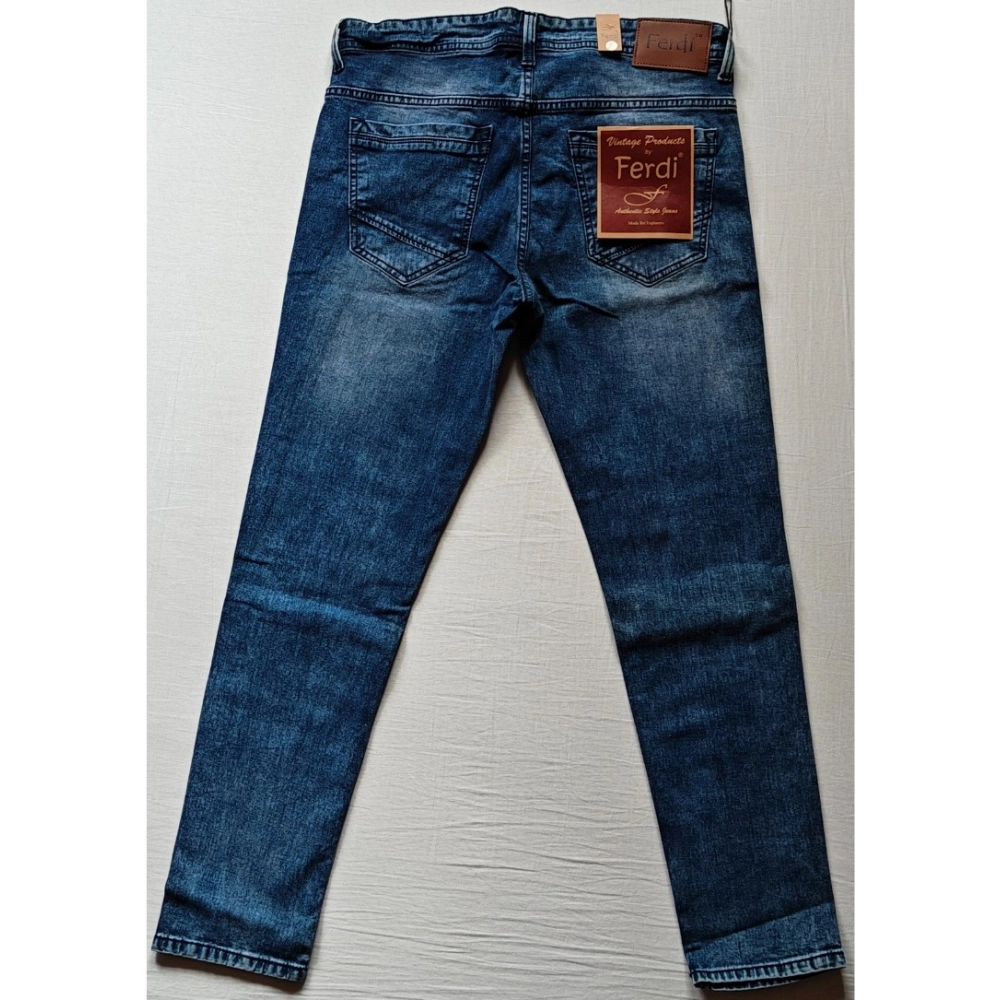 Generic Men's Cotton Blended Solid Tapered Jeans (Blue) Generic Men's Cotton Blended Solid Tapered Jeans (Blue)