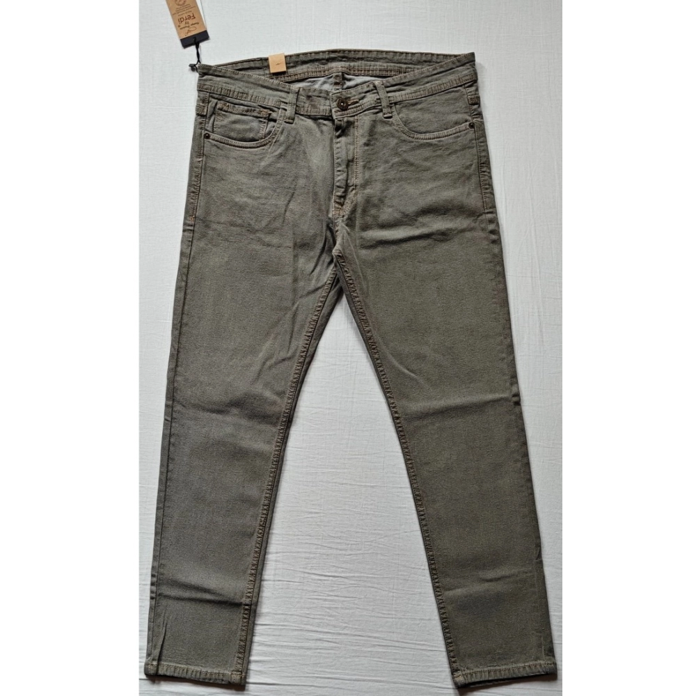 Generic Men's Cotton Blended Solid Tapered Jeans (Khaki) Generic Men's Cotton Blended Solid Tapered Jeans (Khaki)