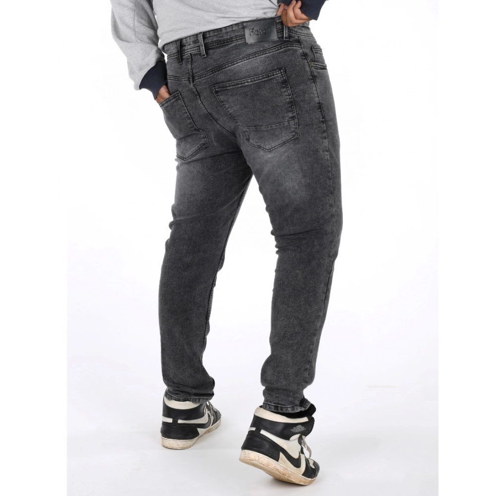 Generic Men's Cotton Blended Solid Plus Size Jeans (Grey) Generic Men's Cotton Blended Solid Plus Size Jeans (Grey)