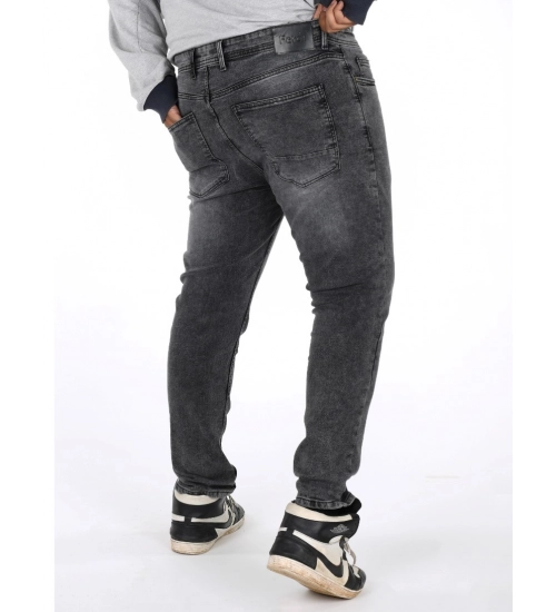 Generic Men's Cotton Blended Solid Plus Size Jeans (Grey)