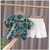 Generic Kid's Lycra Printed Casual wear Shirt And Shorts Set (Blue)