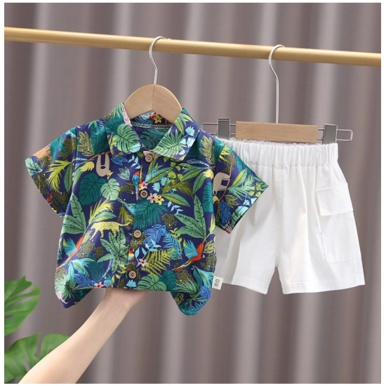 Generic Kid's Lycra Printed Casual wear Shirt And Shorts Set (Blue) Generic Kid's Lycra Printed Casual wear Shirt And Shorts Set (Blue)