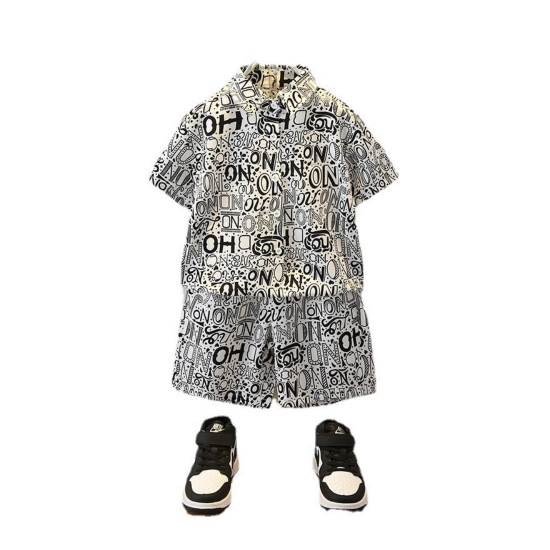 Generic Kid's Lycra Printed Casual wear Shirt And Shorts Set (White) Generic Kid's Lycra Printed Casual wear Shirt And Shorts Set (White)