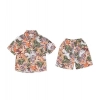 Generic Kid's Lycra Printed Casual wear Shirt And Shorts Set (Orange)