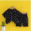 Generic Kid's Lycra Printed Casual wear Shirt And Shorts Set (Black)