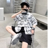 Generic Kid's Lycra Printed Casual wear Shirt And Shorts Set (White)
