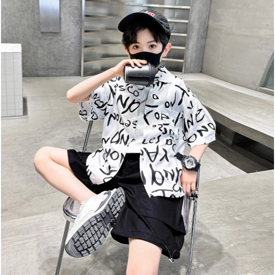 Generic Kid's Lycra Printed Casual wear Shirt And Shorts Set (White) Generic Kid's Lycra Printed Casual wear Shirt And Shorts Set (White)