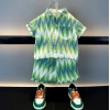 Generic Kid's Lycra Printed Casual wear Shirt And Shorts Set (Green)