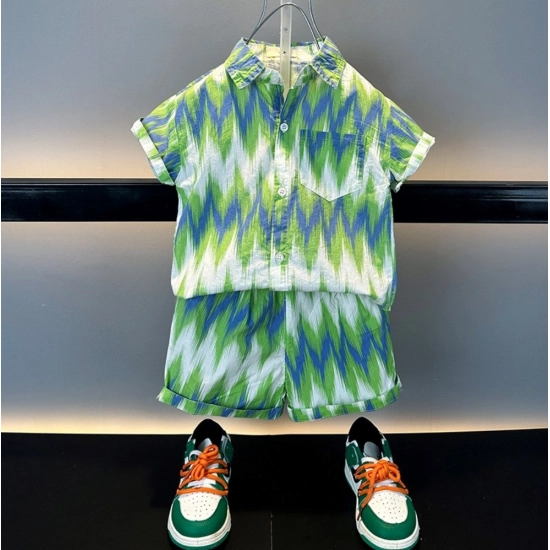Generic Kid's Lycra Printed Casual wear Shirt And Shorts Set (Green) Generic Kid's Lycra Printed Casual wear Shirt And Shorts Set (Green)