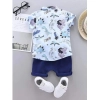 Generic Kid's Lycra Printed Casual wear Shirt And Shorts Set (Multicolor)