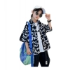 Generic Kid's Lycra Printed Casual wear Shirt And Shorts Set (Black)