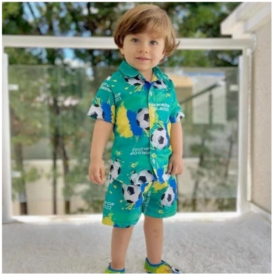 Generic Kid's Lycra Printed Casual wear Shirt And Shorts Set (Green) Generic Kid's Lycra Printed Casual wear Shirt And Shorts Set (Green)