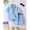 Generic Kid's Lycra Printed Casual wear Shirt And Shorts Set (SkyBlue)