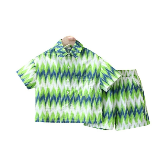 Generic Kid's Lycra Printed Casual wear Shirt And Shorts Set (Green) Generic Kid's Lycra Printed Casual wear Shirt And Shorts Set (Green)