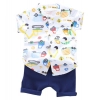Generic Kid's Lycra Printed Casual wear Shirt And Shorts Set (White)