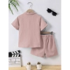 Generic Kid's Lycra Printed Casual wear Shirt And Shorts Set (Peach)