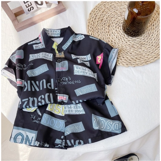Generic Kid's Lycra Printed Casual wear Shirt And Shorts Set (Black) Generic Kid's Lycra Printed Casual wear Shirt And Shorts Set (Black)