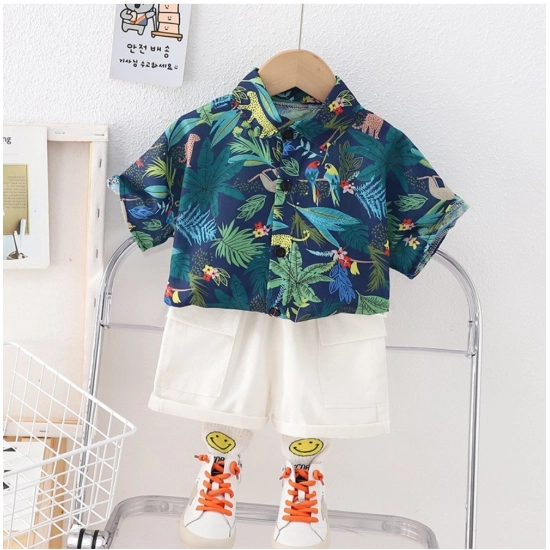 Generic Kid's Lycra Printed Casual wear Shirt And Shorts Set (Blue) Generic Kid's Lycra Printed Casual wear Shirt And Shorts Set (Blue)
