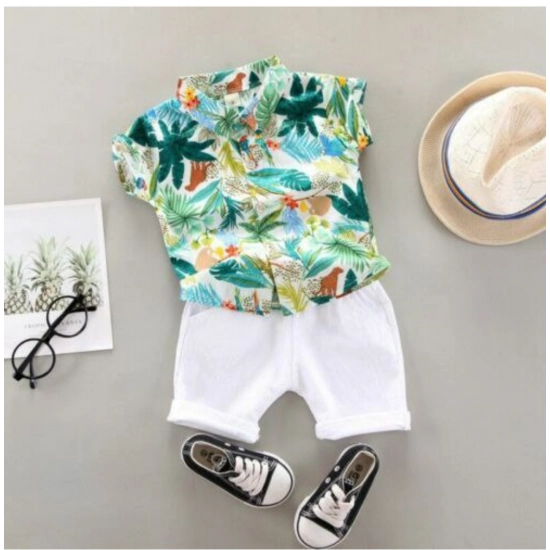 Generic Kid's Lycra Printed Casual wear Shirt And Shorts Set (Green) Generic Kid's Lycra Printed Casual wear Shirt And Shorts Set (Green)